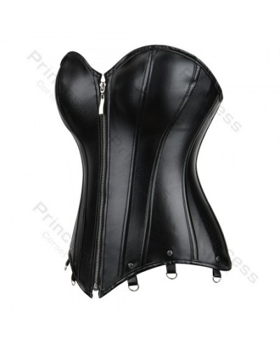 Faux Leather Corsets for Women Plus Size Gothic Corset Bustier Black Goth Costume Steampunk Corset Top Overbust Sexy Leather ...