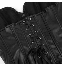 Faux Leather Corsets for Women Plus Size Gothic Corset Bustier Black Goth Costume Steampunk Corset Top Overbust Sexy Leather ...