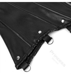 Faux Leather Corsets for Women Plus Size Gothic Corset Bustier Black Goth Costume Steampunk Corset Top Overbust Sexy Leather ...