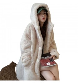 2022 New Winter Women Faux Rabbit Fur Coat Loose Long Fur Coat Large Size Hooded OverCoat Thick Warm Female Plush Coats $83.6...