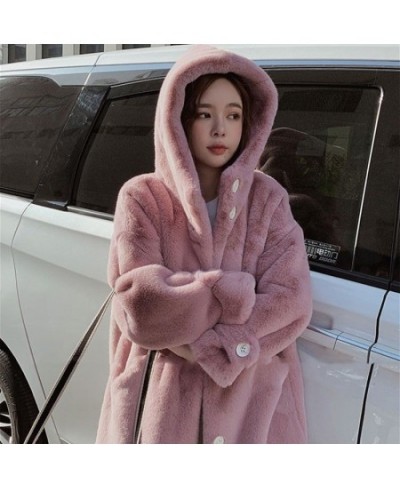 2022 New Winter Women Faux Rabbit Fur Coat Loose Long Fur Coat Large Size Hooded OverCoat Thick Warm Female Plush Coats $83.6...