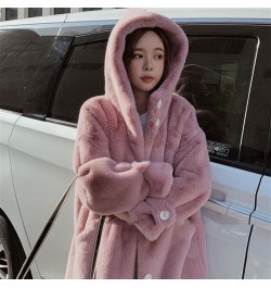 2022 New Winter Women Faux Rabbit Fur Coat Loose Long Fur Coat Large Size Hooded OverCoat Thick Warm Female Plush Coats $83.6...