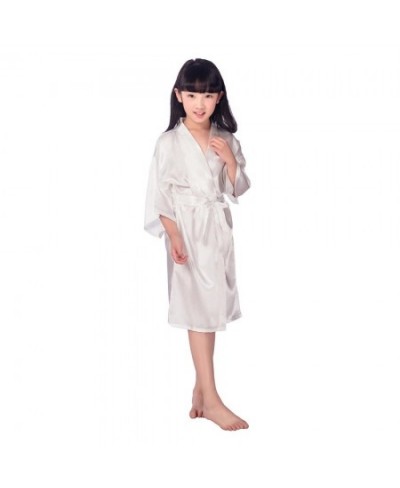 Kid Girls Solid Silk Satin Kimono Robes Kids Children Bathrobe Sleepwear Bath Nightgown for Wedding Spa Birthday Party $32.21...