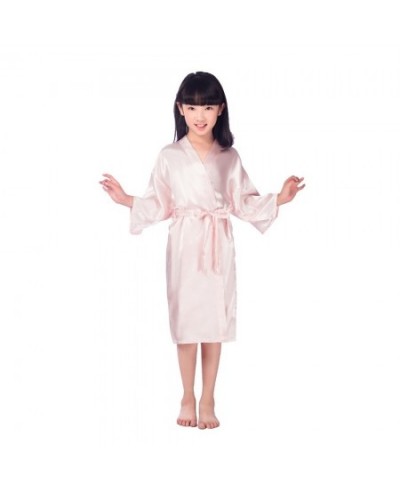 Kid Girls Solid Silk Satin Kimono Robes Kids Children Bathrobe Sleepwear Bath Nightgown for Wedding Spa Birthday Party $32.21...