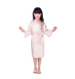 Kid Girls Solid Silk Satin Kimono Robes Kids Children Bathrobe Sleepwear Bath Nightgown for Wedding Spa Birthday Party $32.21...