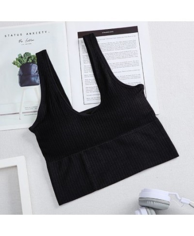 Women's Ribbed Tank Top Wireless Crop Top Female Seamless Lingerie Sleeveless Camisole Breathable Solid Color Tops $21.91 - U...