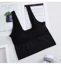 Women's Ribbed Tank Top Wireless Crop Top Female Seamless Lingerie Sleeveless Camisole Breathable Solid Color Tops $21.91 - U...