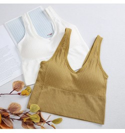 Women's Ribbed Tank Top Wireless Crop Top Female Seamless Lingerie Sleeveless Camisole Breathable Solid Color Tops $21.91 - U...