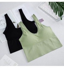 Women's Ribbed Tank Top Wireless Crop Top Female Seamless Lingerie Sleeveless Camisole Breathable Solid Color Tops $21.91 - U...