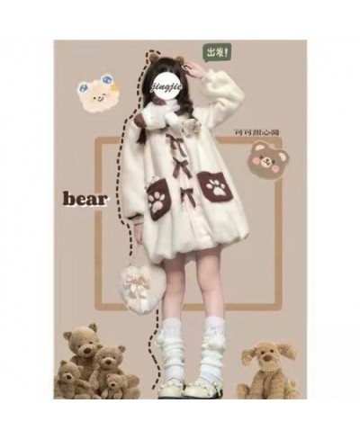 Kawaii Bear Paw Print Hoodie for Women Thickened Cute Coat Korean Fashion Loose All-match Oversized Sweatshirts $45.76 - Hood...