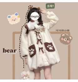 Kawaii Bear Paw Print Hoodie for Women Thickened Cute Coat Korean Fashion Loose All-match Oversized Sweatshirts $45.76 - Hood...