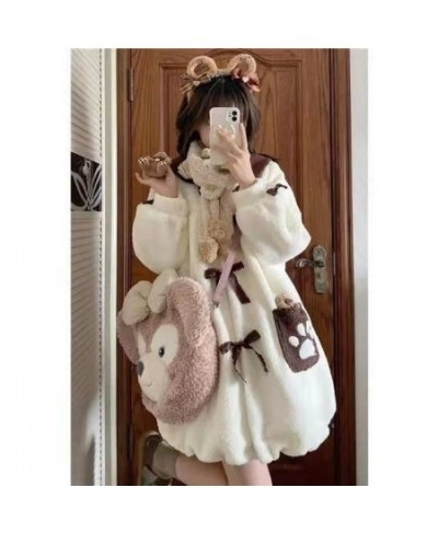 Kawaii Bear Paw Print Hoodie for Women Thickened Cute Coat Korean Fashion Loose All-match Oversized Sweatshirts $45.76 - Hood...