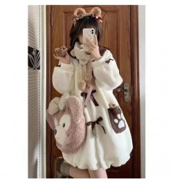 Kawaii Bear Paw Print Hoodie for Women Thickened Cute Coat Korean Fashion Loose All-match Oversized Sweatshirts $45.76 - Hood...