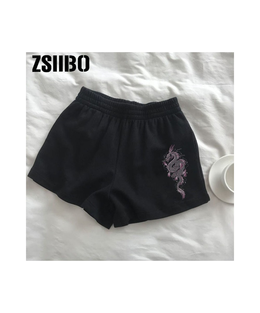 2023 Shorts female dragon print stretch cute girl sweet Harajuku colorful simple oversized trousers female Women's sport shor...