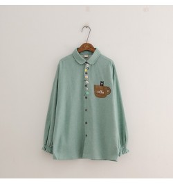 Mori Girl 2023 Spring Colorful Buttons Peter Pan Collar Long Sleeve Brushed Cotton Shirt Blouse $47.81 - Women Tops