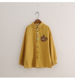 Mori Girl 2023 Spring Colorful Buttons Peter Pan Collar Long Sleeve Brushed Cotton Shirt Blouse $47.81 - Women Tops