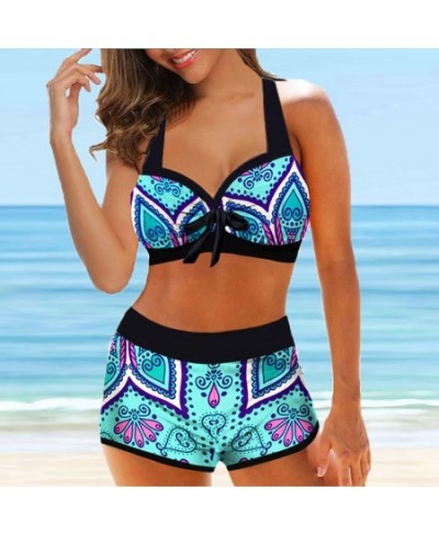 Women Sexy New Design Printing Swimsuit Loose Size Monokini Swimwear Bathing Suit Two Pieces Set Summer High Waist Beachwear ...