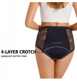 4 Layer Period Panties Menstrual Briefs Lace Mesh Period Underwear High Waist Menstrual Panties Women Abundant Flow for Femal...