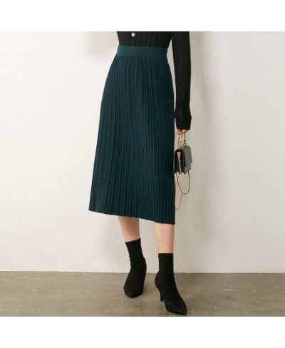 Minimalism Pleated Skirts For Women High Waist Loose Skirt Elegant Women's Knitted Skirt Vintage Long Skirt Female 12130468 $...