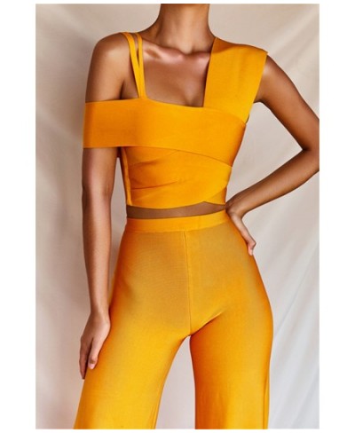 New Fashion Women Bandage Rompers Orange Evening Party Clubwear Bodysuits Slim 2 Pieces Set Women bodycon Bandage Jumpsuits $...