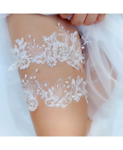 2Pcs Embroidery Flower Sexy Garters Women/Female/Bride Thigh Ring Bridal Lace Leg Ring Loop Wedding Garter Lace Beads $14.88 ...