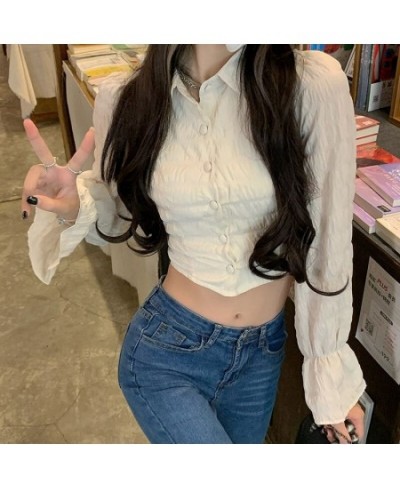 New Harajuku Style Solid Color Lace-up Design Bow Bubble Check Clear Shirt Top INS $33.80 - Tops & Tees