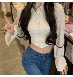 New Harajuku Style Solid Color Lace-up Design Bow Bubble Check Clear Shirt Top INS $33.80 - Tops & Tees