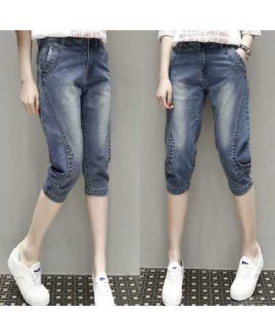 High Waist Jeans Woman Stretch Summer Denim Pants Trousers Capri Jeans for Women Calf Length Harem Pants Female E51 $37.67 - ...