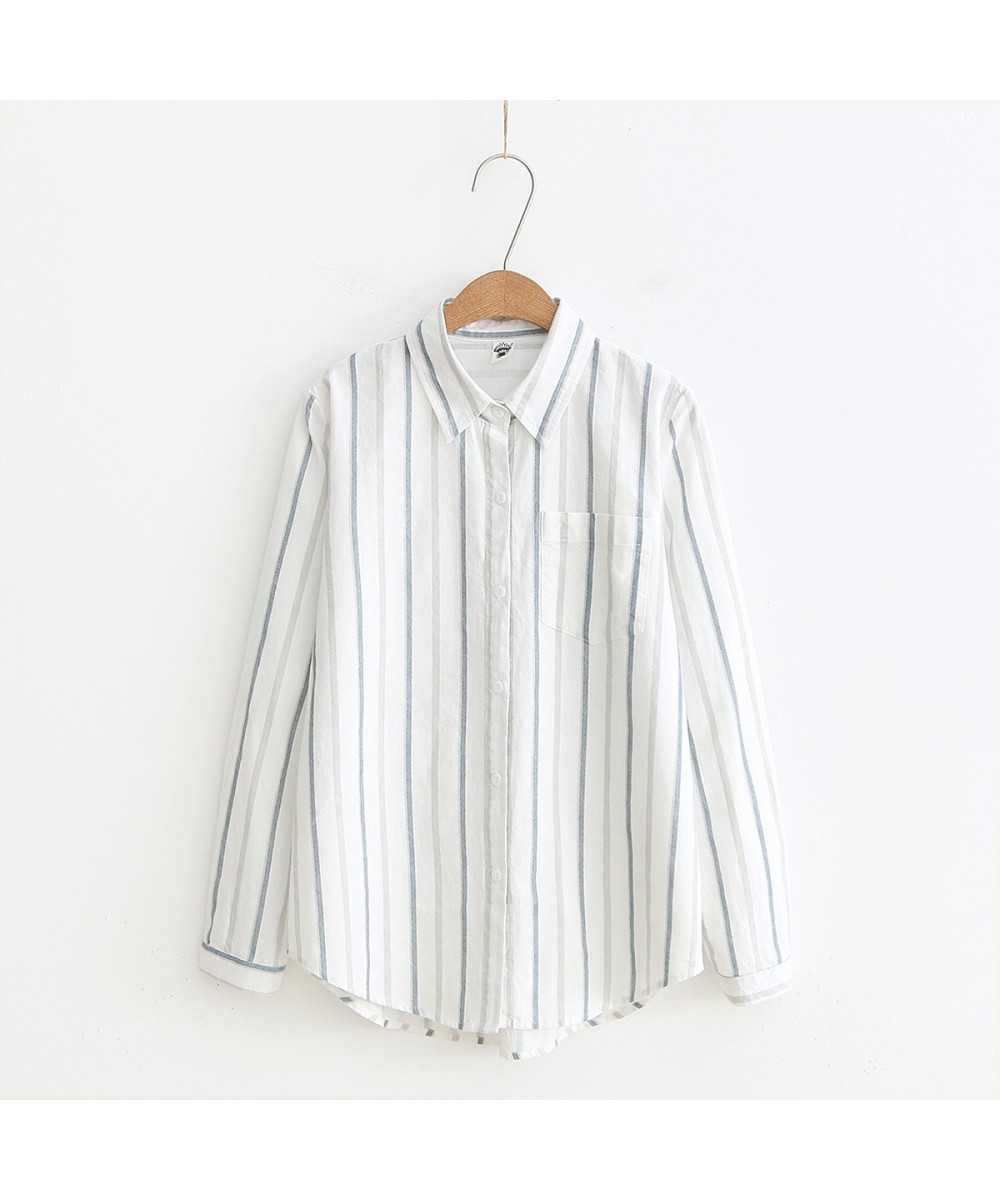 Women Striped Blouse Shirt Long Sleeve Female Loose Blusas Autumn 100% Cotton Casual Ladies Office Blouses White Top $32.40 -...