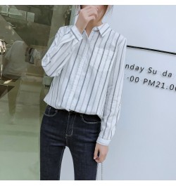 Women Striped Blouse Shirt Long Sleeve Female Loose Blusas Autumn 100% Cotton Casual Ladies Office Blouses White Top $32.40 -...