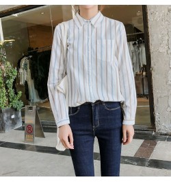 Women Striped Blouse Shirt Long Sleeve Female Loose Blusas Autumn 100% Cotton Casual Ladies Office Blouses White Top $32.40 -...