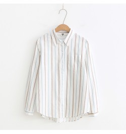 Women Striped Blouse Shirt Long Sleeve Female Loose Blusas Autumn 100% Cotton Casual Ladies Office Blouses White Top $32.40 -...