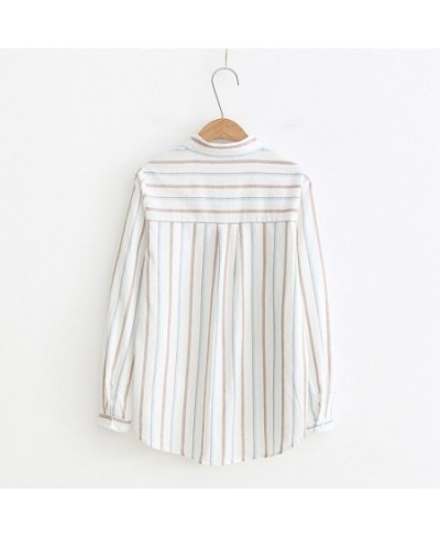 Women Striped Blouse Shirt Long Sleeve Female Loose Blusas Autumn 100% Cotton Casual Ladies Office Blouses White Top $32.40 -...