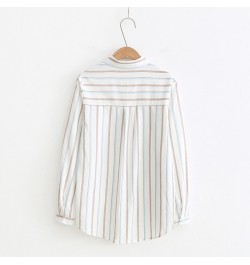 Women Striped Blouse Shirt Long Sleeve Female Loose Blusas Autumn 100% Cotton Casual Ladies Office Blouses White Top $32.40 -...