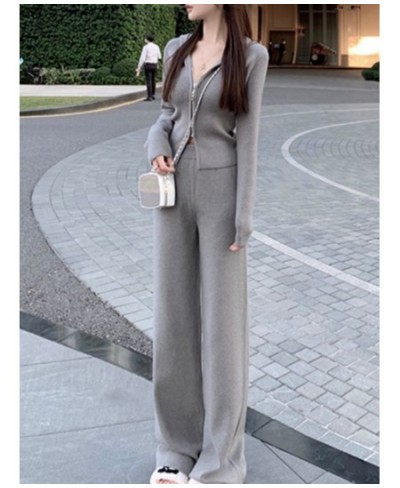 Women's Knitted Tracksuits Casual Hooded Jacket & High Waist Long Pants 2 Piece Set Femme Fashion Clothing Outfit $61.87 - Su...