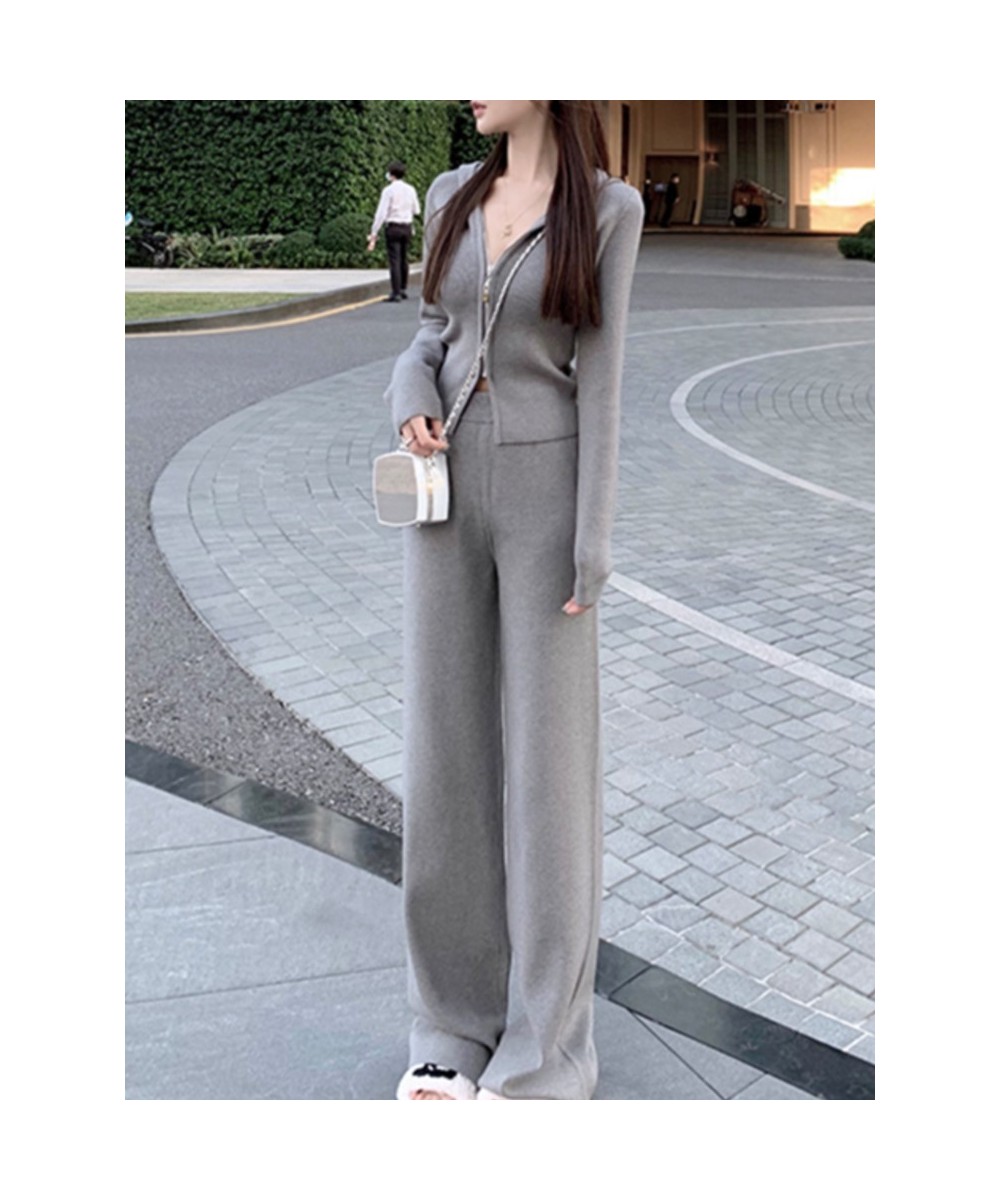 Women's Knitted Tracksuits Casual Hooded Jacket & High Waist Long Pants 2 Piece Set Femme Fashion Clothing Outfit $61.87 - Su...