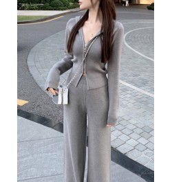 Women's Knitted Tracksuits Casual Hooded Jacket & High Waist Long Pants 2 Piece Set Femme Fashion Clothing Outfit $61.87 - Su...