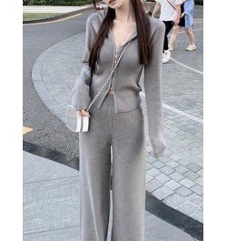 Women's Knitted Tracksuits Casual Hooded Jacket & High Waist Long Pants 2 Piece Set Femme Fashion Clothing Outfit $61.87 - Su...