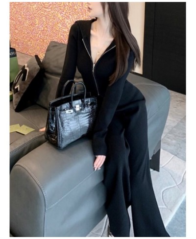 Women's Knitted Tracksuits Casual Hooded Jacket & High Waist Long Pants 2 Piece Set Femme Fashion Clothing Outfit $61.87 - Su...