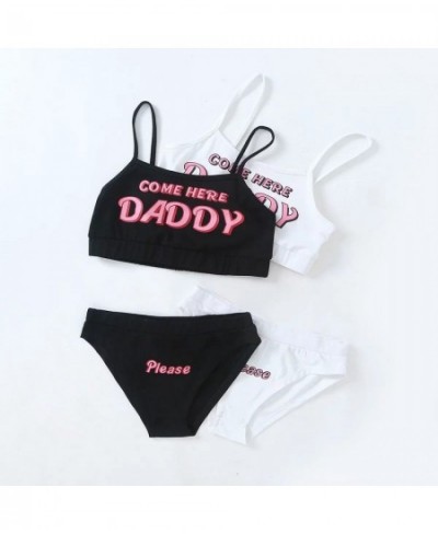 2023 New StyleWomen Sexy Cute Sets COME HERE DADDY Letter Print Vest Tops+Underpants Cropped Feminino Pajamas Set $23.01 - Sl...