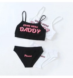 2023 New StyleWomen Sexy Cute Sets COME HERE DADDY Letter Print Vest Tops+Underpants Cropped Feminino Pajamas Set $23.01 - Sl...