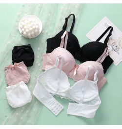 Lace Back Closure Bra And Panties Set Women Sexy Lingerie Set Wireless Push Up Bralette Soft Embroidery Underwear Brassiere $...