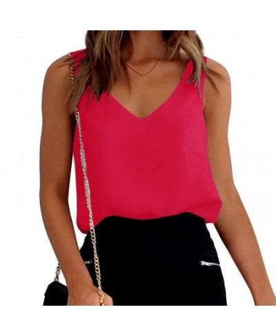 Tank For Women V Neck Silk Summer Satin Sleeveless Blouse Basic Camisole Shirts $31.18 - Underwear