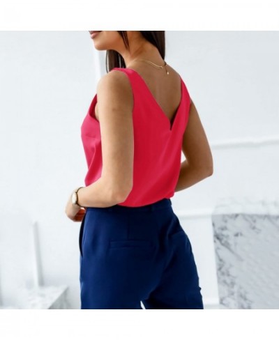 Tank For Women V Neck Silk Summer Satin Sleeveless Blouse Basic Camisole Shirts $31.18 - Underwear