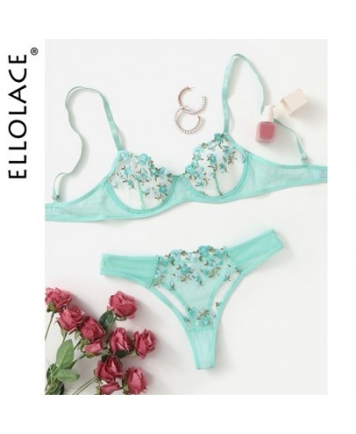 Lingerie Sexy Floral Embroidery Underwear Transparent Lace Short Skin Care Kits Delicate Fairy Set Woman 2 Pieces $27.20 - Un...