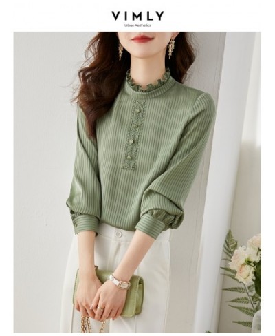 Chiffon Shirt for Women Blouse Spring 2023 New Ruffles Fashion Button Elegant Long Sleeve Loose Pullover Female Tops V8081 $6...