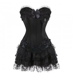 Corset Dress Bustier Overbust Skirts Top Set Women Gothic Victorian Lolita Costume Vintage Lingerie Lace Sexy Fashion Black $...