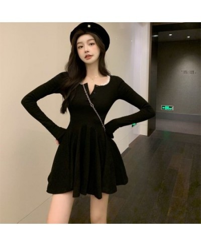 Long Sleeve Dress Women Casual Sexy Spicy All-match Solid Mini Breathe Vestidos Tender Retro Street Wear Clothing Schoolgirl ...