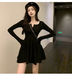 Long Sleeve Dress Women Casual Sexy Spicy All-match Solid Mini Breathe Vestidos Tender Retro Street Wear Clothing Schoolgirl ...