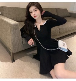 Long Sleeve Dress Women Casual Sexy Spicy All-match Solid Mini Breathe Vestidos Tender Retro Street Wear Clothing Schoolgirl ...